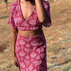 LULUS Red and white maxi skirt Co-ord set